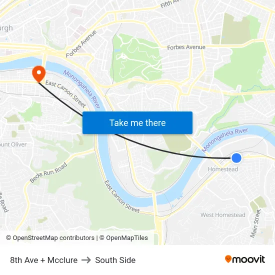 8th Ave + Mcclure to South Side map