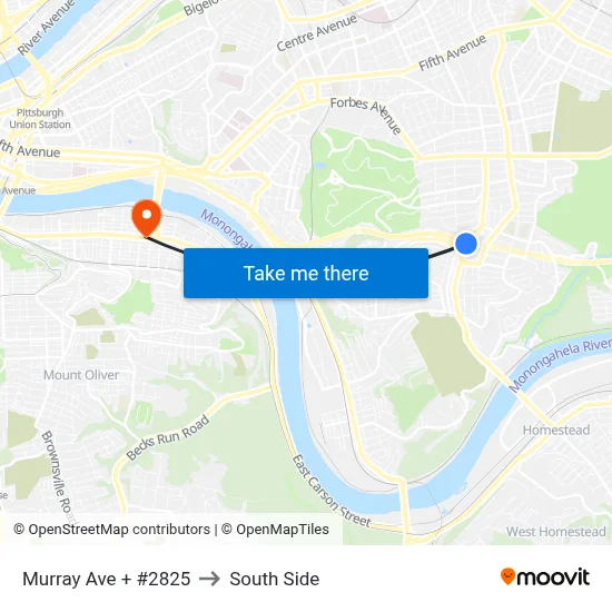 Murray Ave + #2825 to South Side map