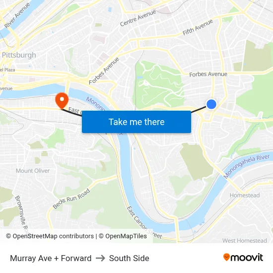 Murray Ave + Forward to South Side map