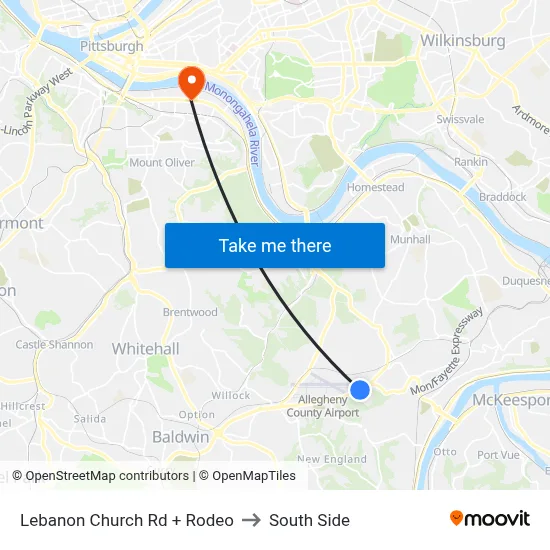 Lebanon Church Rd + Rodeo to South Side map