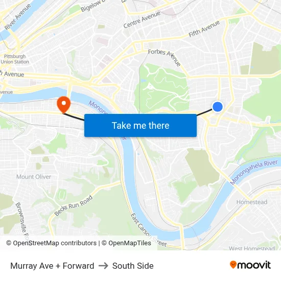 Murray Ave + Forward to South Side map