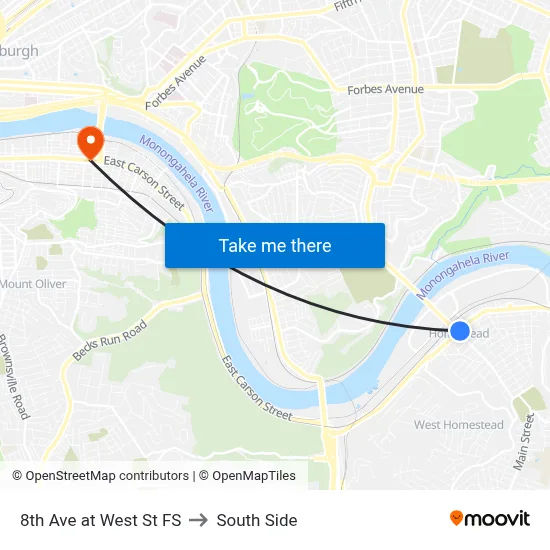 8th Ave at West St FS to South Side map