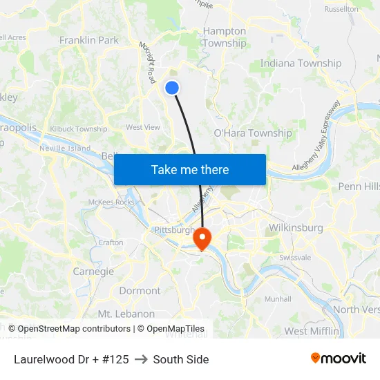 Laurelwood Dr + #125 to South Side map