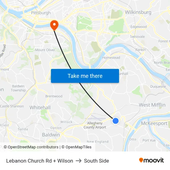 Lebanon Church Rd + Wilson to South Side map