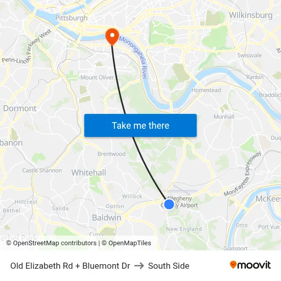Old Elizabeth Rd + Bluemont Dr to South Side map