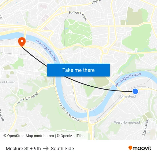 Mcclure St + 9th to South Side map