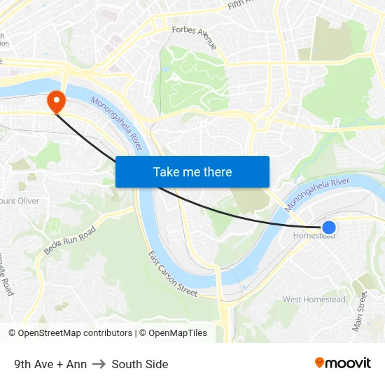 9th Ave + Ann to South Side map