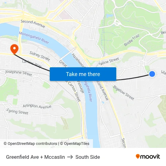 Greenfield Ave + Mccaslin to South Side map