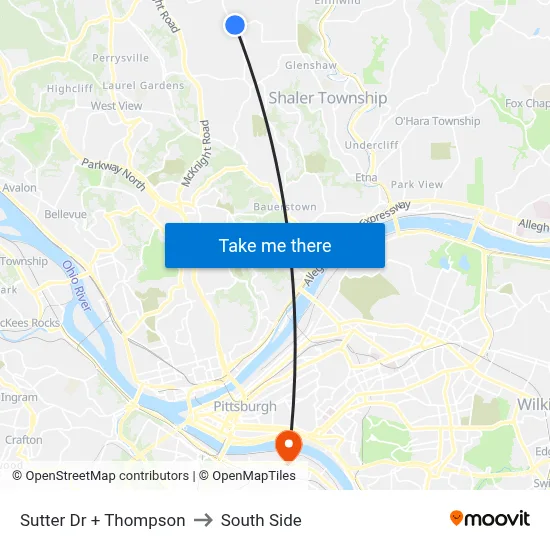Sutter Dr + Thompson to South Side map