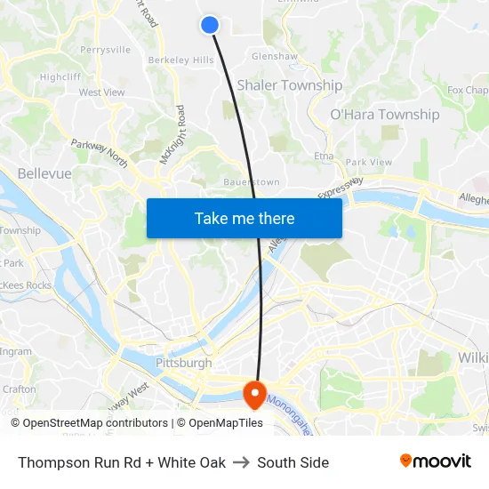 Thompson Run Rd + White Oak to South Side map