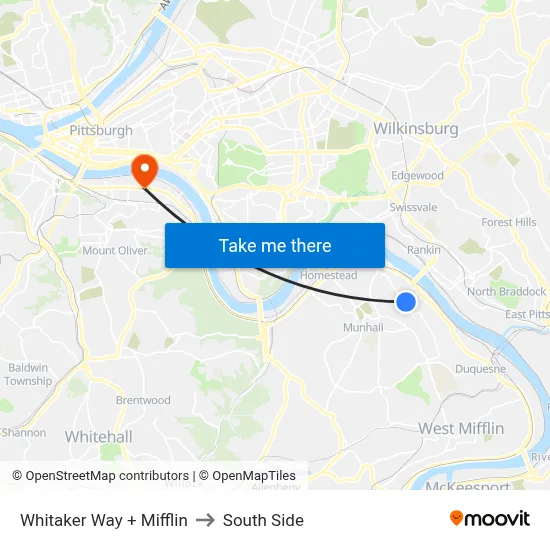 Whitaker Way + Mifflin to South Side map