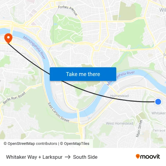Whitaker Way + Larkspur to South Side map