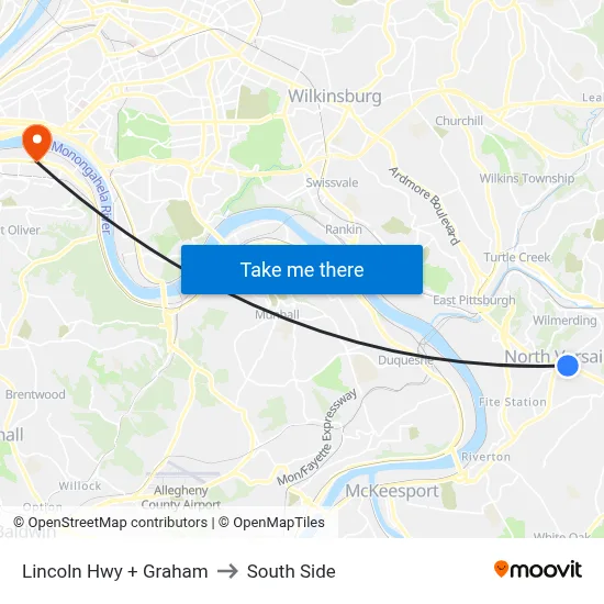 Lincoln Hwy + Graham to South Side map