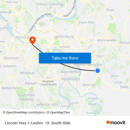 Lincoln Hwy + Leuhm to South Side map