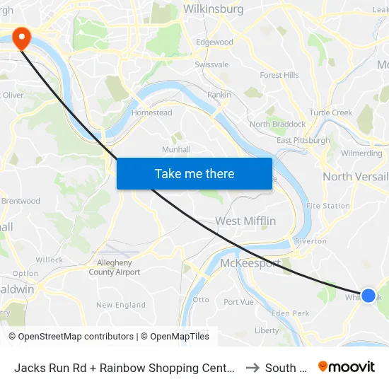 Jacks Run Rd + Rainbow Shopping Center Entrance to South Side map