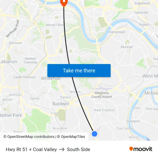 Hwy Rt 51 + Coal Valley to South Side map