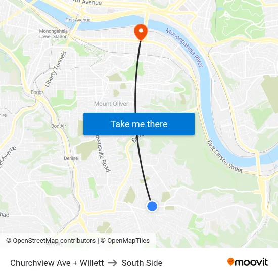 Churchview Ave + Willett to South Side map