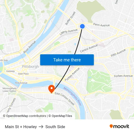 Main St + Howley to South Side map