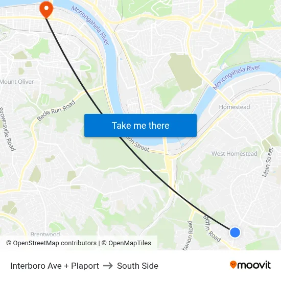 Interboro Ave + Plaport to South Side map