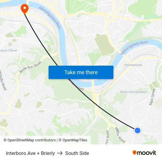 Interboro Ave + Brierly to South Side map