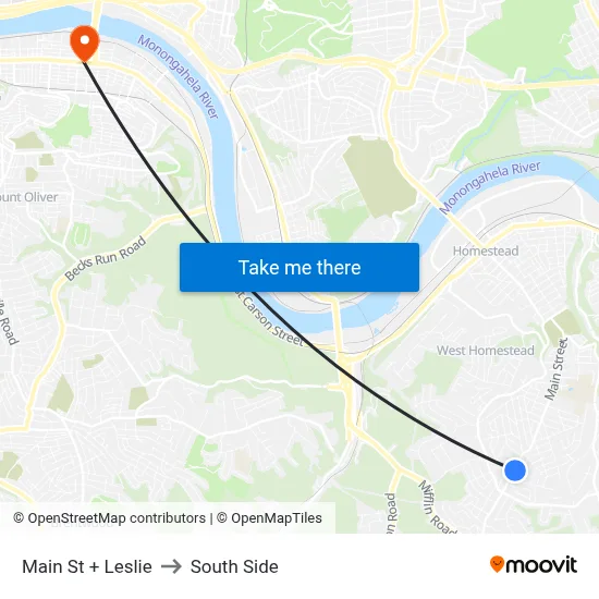 Main St + Leslie to South Side map