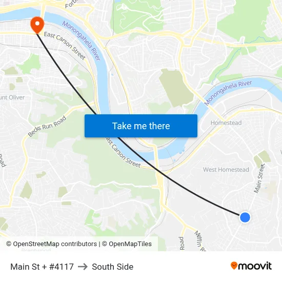 Main St + #4117 to South Side map