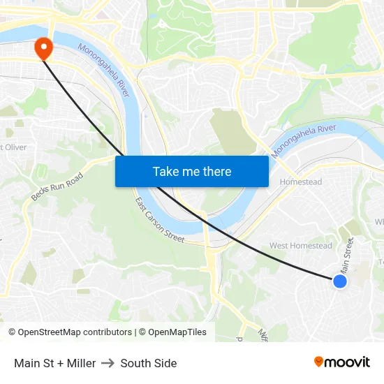 Main St + Miller to South Side map