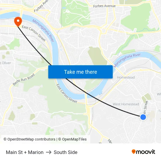 Main St + Marion to South Side map