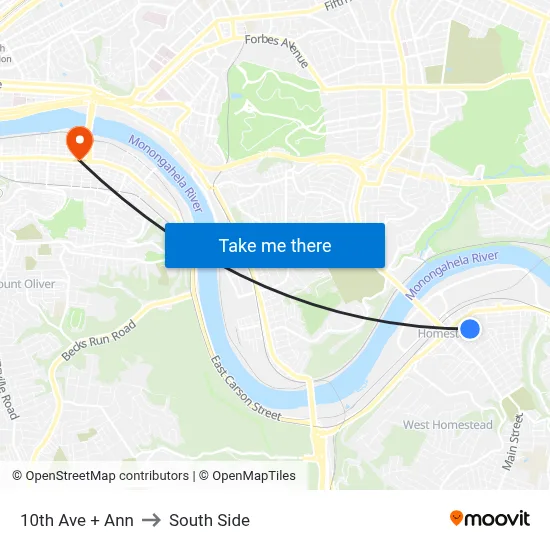 10th Ave + Ann to South Side map