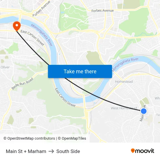 Main St + Marham to South Side map