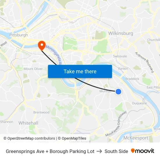 Greensprings Ave + Borough Parking Lot to South Side map