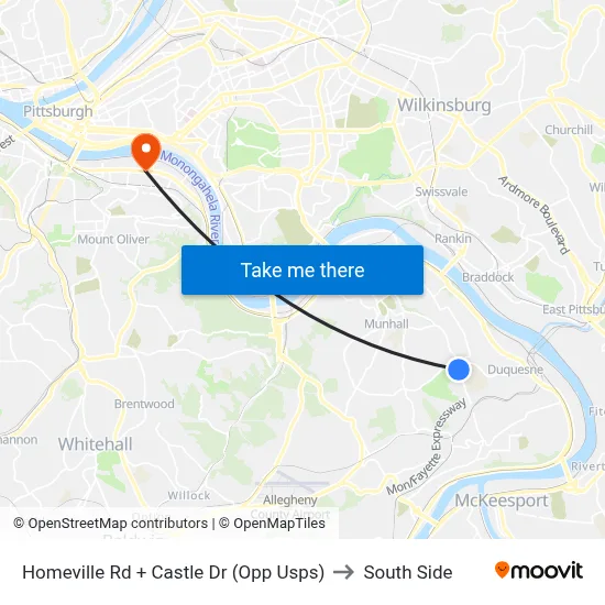 Homeville Rd + Castle Dr (Opp Usps) to South Side map