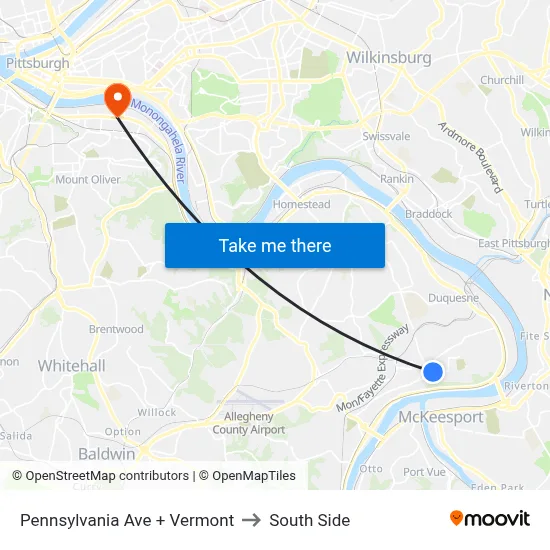 Pennsylvania Ave + Vermont to South Side map