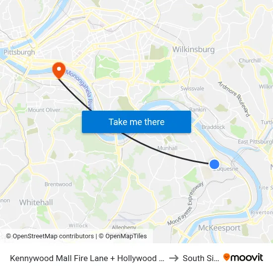 Kennywood Mall Fire Lane + Hollywood Video to South Side map