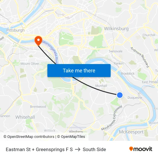 Eastman St + Greensprings F S to South Side map