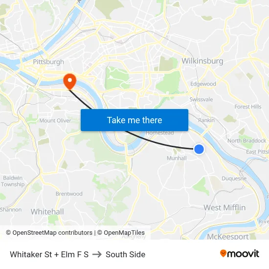 Whitaker St + Elm F S to South Side map