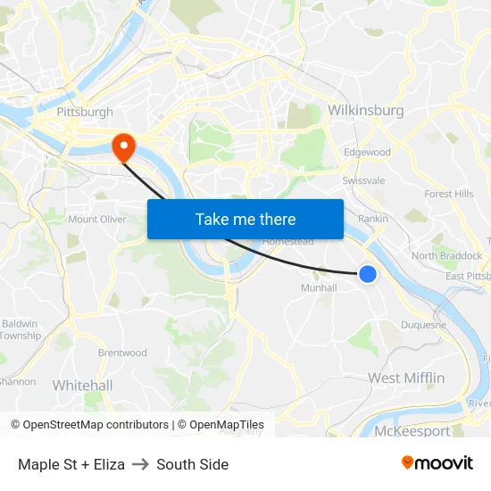 Maple St + Eliza to South Side map