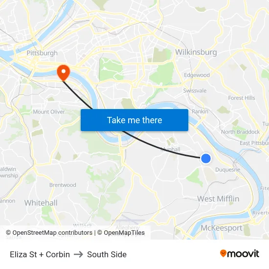Eliza St + Corbin to South Side map