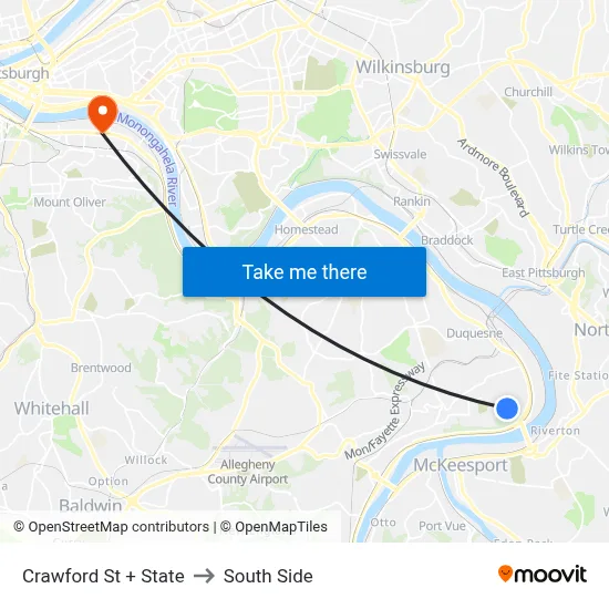 Crawford St + State to South Side map