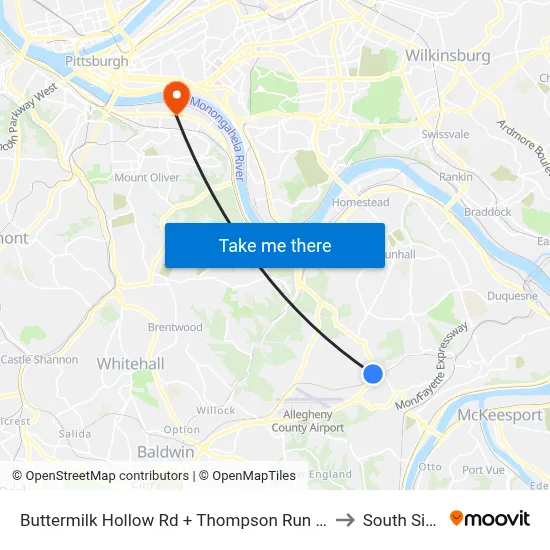 Buttermilk Hollow Rd + Thompson Run FS to South Side map