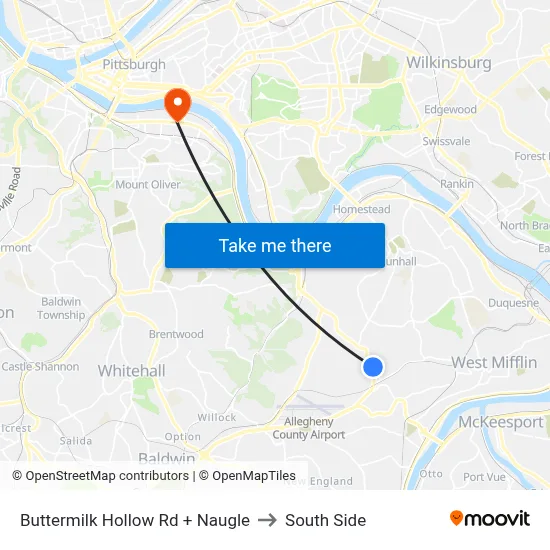 Buttermilk Hollow Rd + Naugle to South Side map