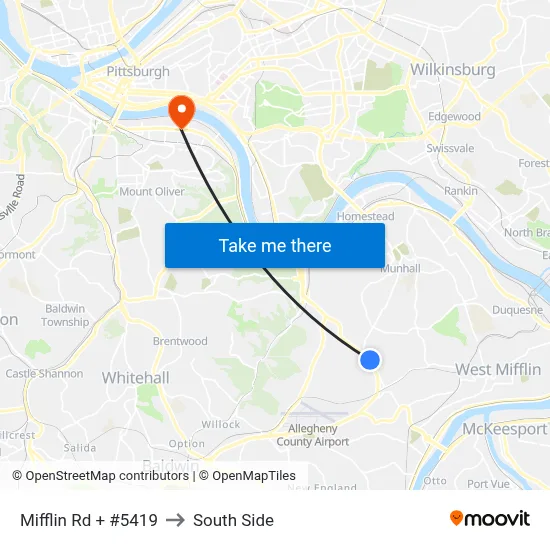 Mifflin Rd + #5419 to South Side map