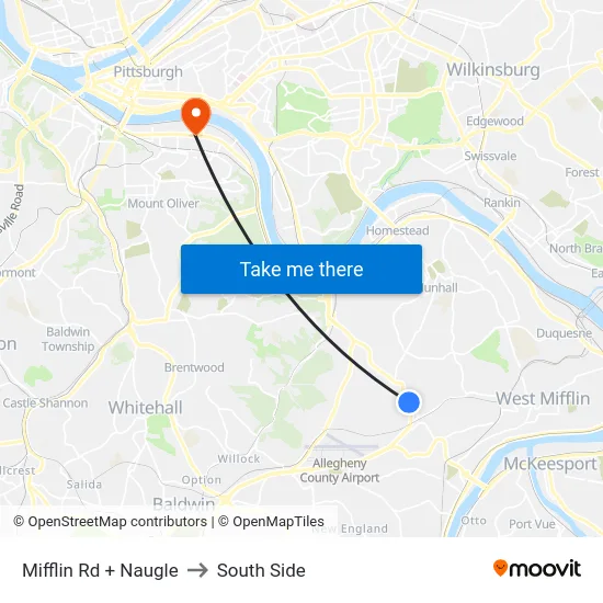 Mifflin Rd + Naugle to South Side map