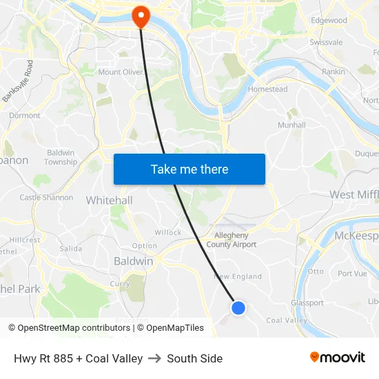 Hwy Rt 885 + Coal Valley to South Side map
