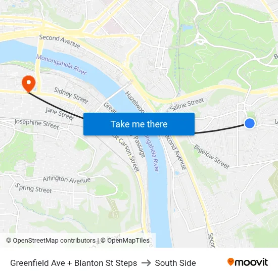 Greenfield Ave + Blanton St Steps to South Side map