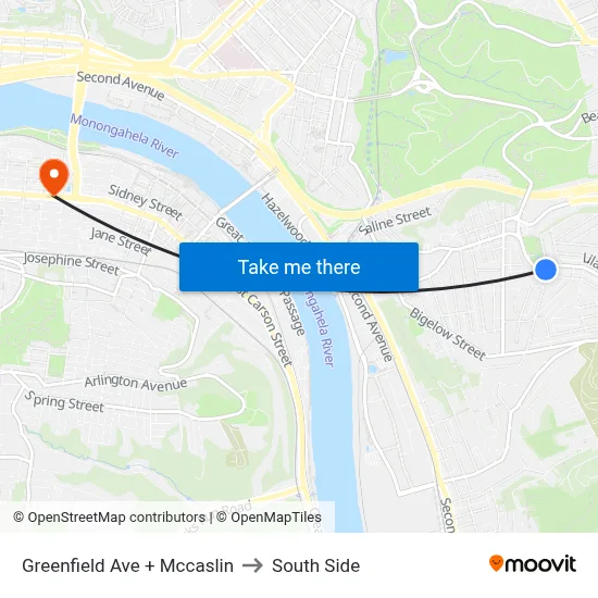 Greenfield Ave + Mccaslin to South Side map
