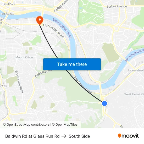 Baldwin Rd at Glass Run Rd to South Side map