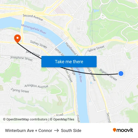 Winterburn Ave + Connor to South Side map