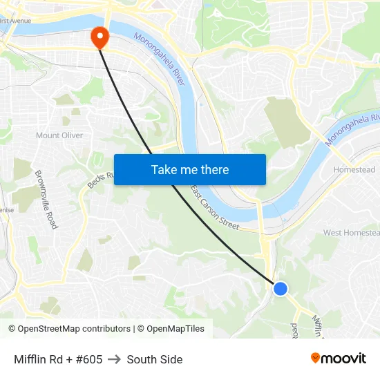 Mifflin Rd + #605 to South Side map