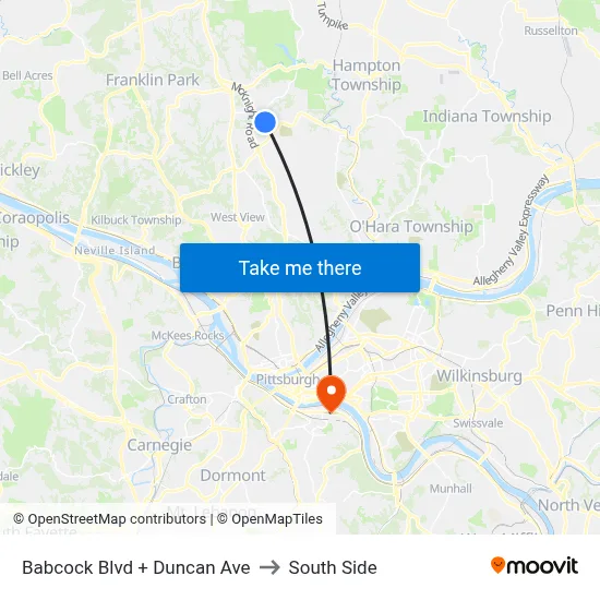 Babcock Blvd + Duncan Ave to South Side map